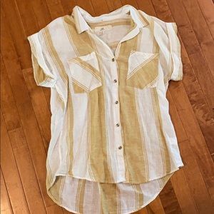Linen button down top